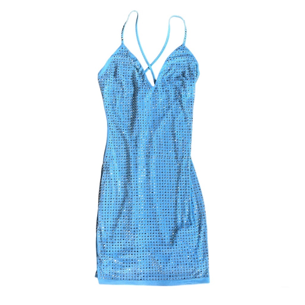 AKIRA Light Blue Sequin Mini Dress